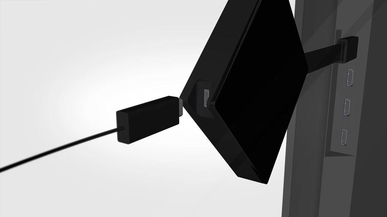 Connecting the power cable to the Fire TV.