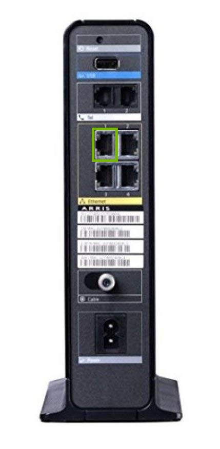 Back of XB1 Gateway with Ethernet Port one highlighted.
