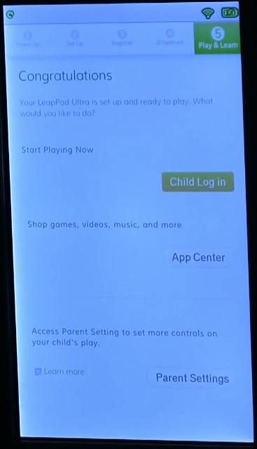 Registration complete page.