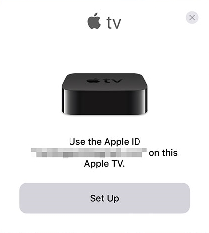 Initiating Apple TV setup from iOS device.