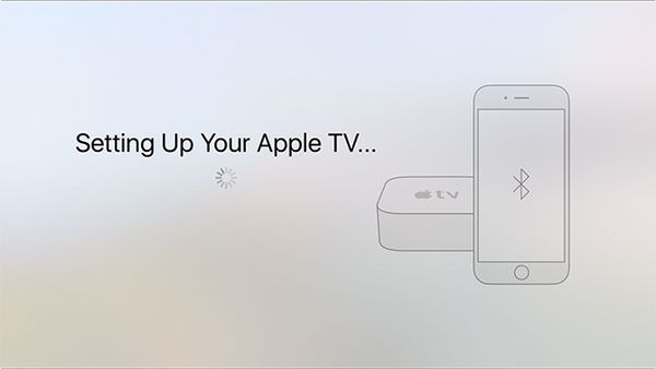 Apple TV being set up.