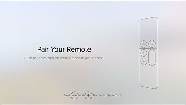 Remote pairing screen during Apple TV setup.