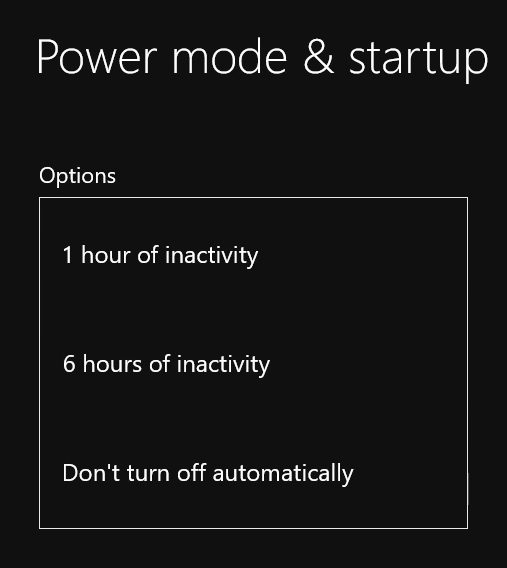 Turn off after choices listed in Xbox One settings.