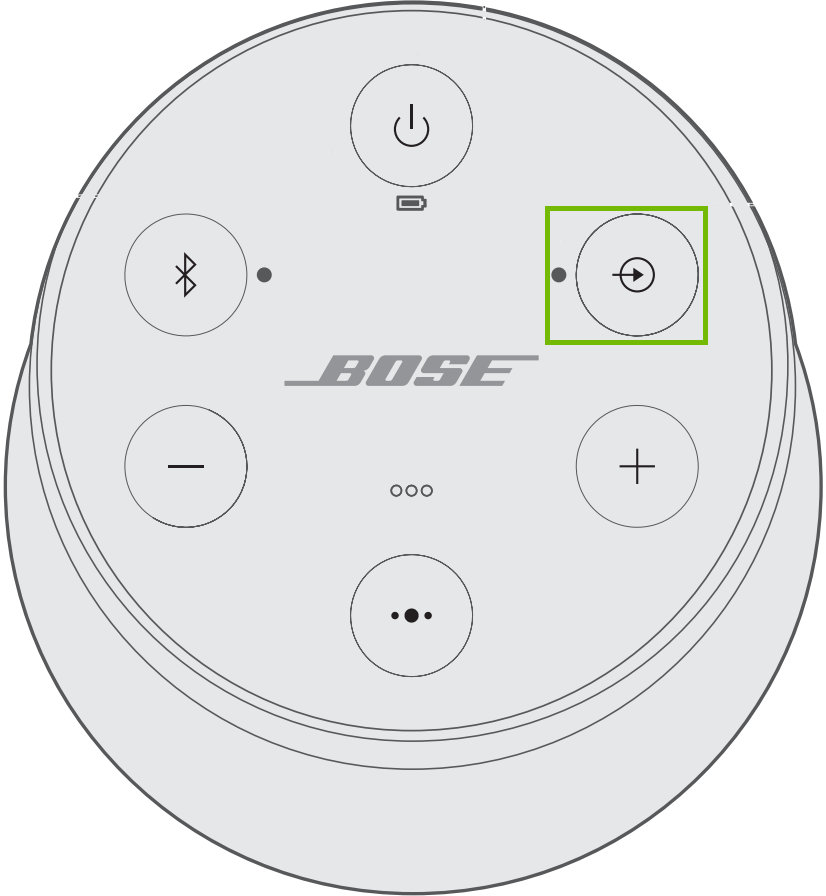 Speaker controls with Aux highlighted
