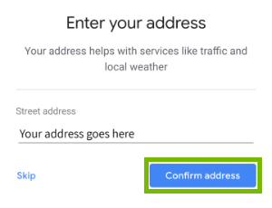 Enter address page