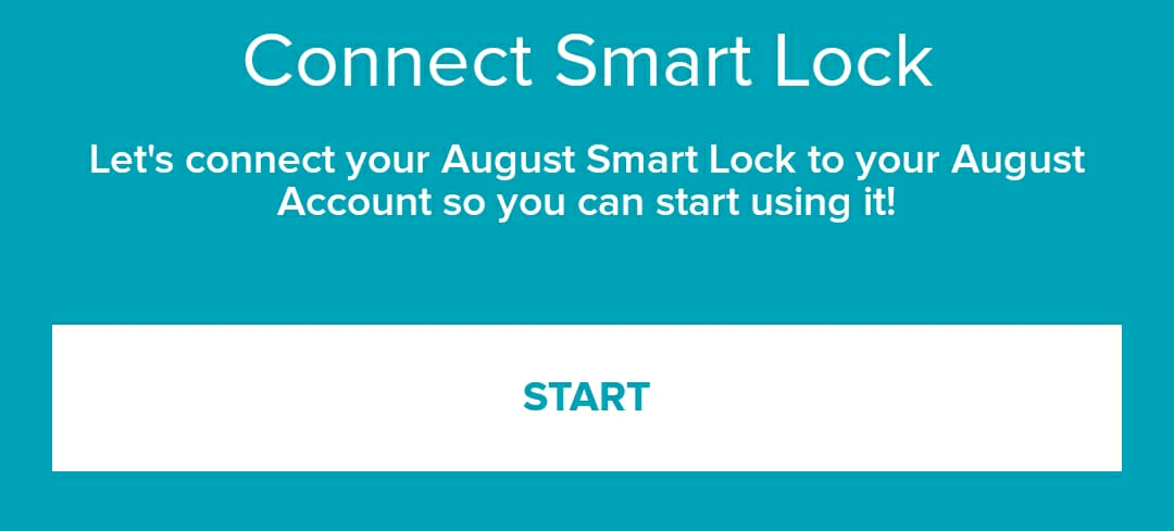 August home app highlighting the start button.