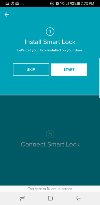 August home app set up a device screen offering guided installation assistance options.