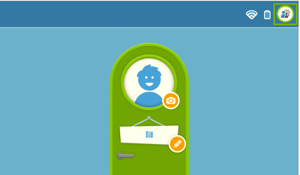 LeapFrog screen with Parent Child icon highlighted in the upper right. Screenshot.