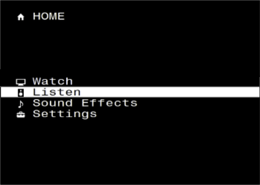 Sony Home Screen Listen selected. Screenshot