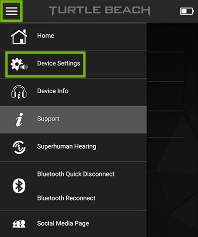 Mobile app menu with highlighted option