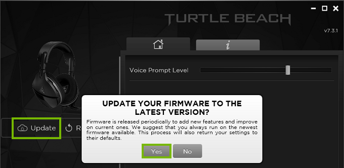 App showing update popup