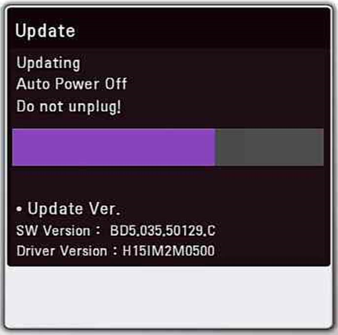 Update in progress pop-up.
