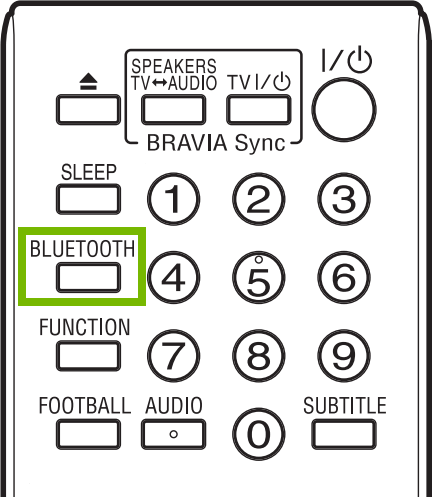 Bluetooth button highlighted on remote.