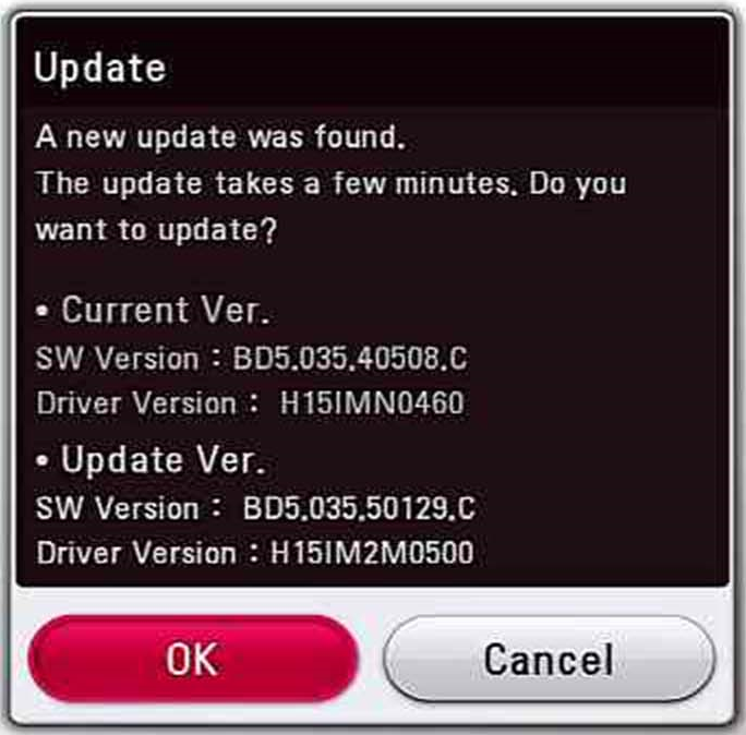 New update found pop-up.