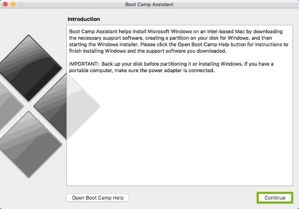 Continue highlighted