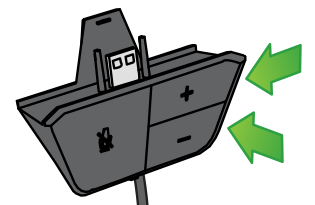 Volume buttons pointed out for Chat Headset.