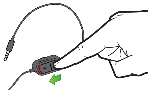 Mute button pointed out for Chat Headset.