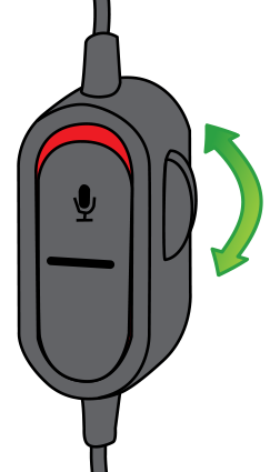 Volume dial direction pointed out for Chat Headset.