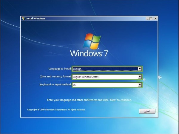 Language, Currency, and Keyboard drop down menus highlighted