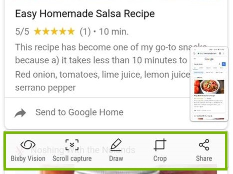 Screenshot editing options. Screenshot