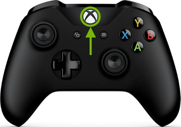 Xbox button pointed out on Xbox One controller.