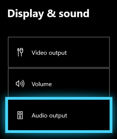 Display & sound settings with Audio output highlighted