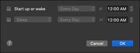 Energy Saver Preferences Schedule