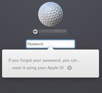macOS log on screen showing the Apple ID option