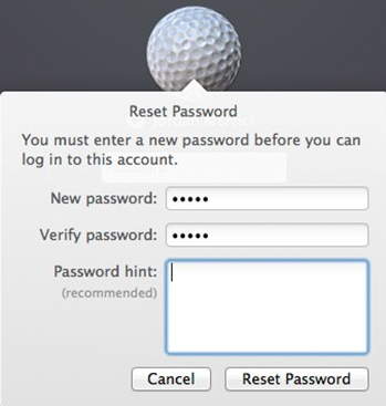 macOS reset password fields