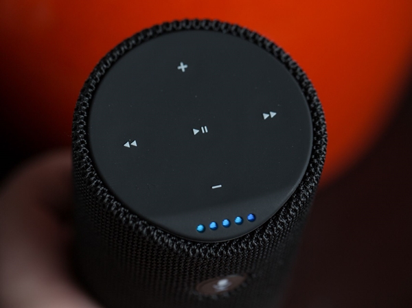 Top of Echo device with LED status indicators below.