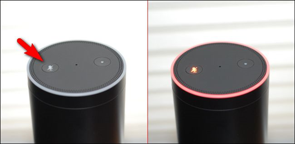 Alexa device with microphone button selected.