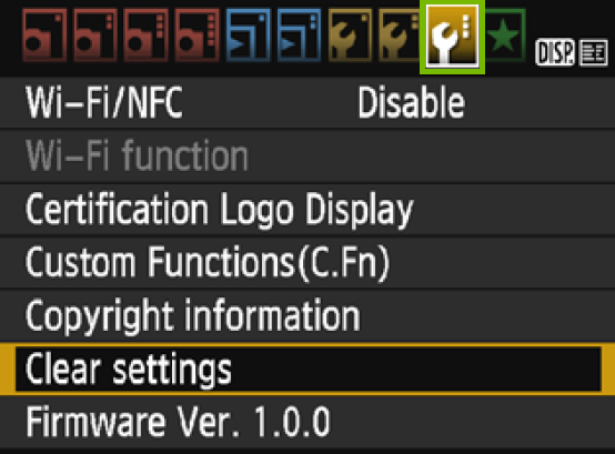 menu with 3rd wrench highlighted
