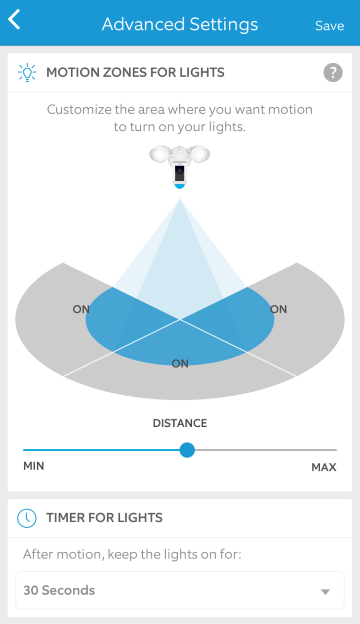 More light settings in mobile app