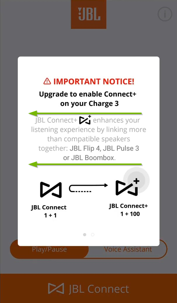 important notice screen with arrows indicating swiping to the left