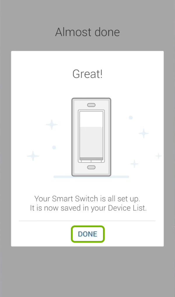 Done option highlighted on setup completion screen.