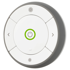 Power button highlighted on remote control.