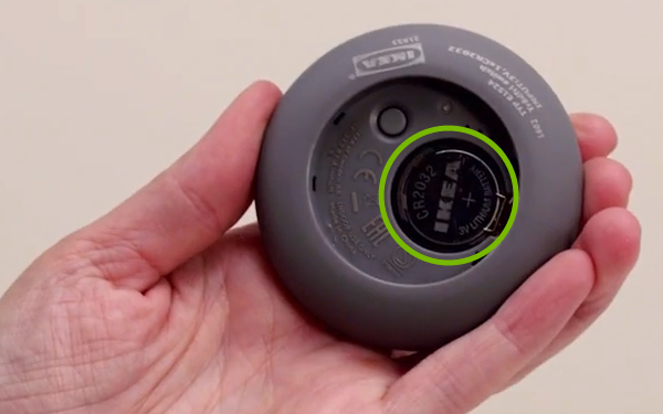 Battery inserted in remote control.