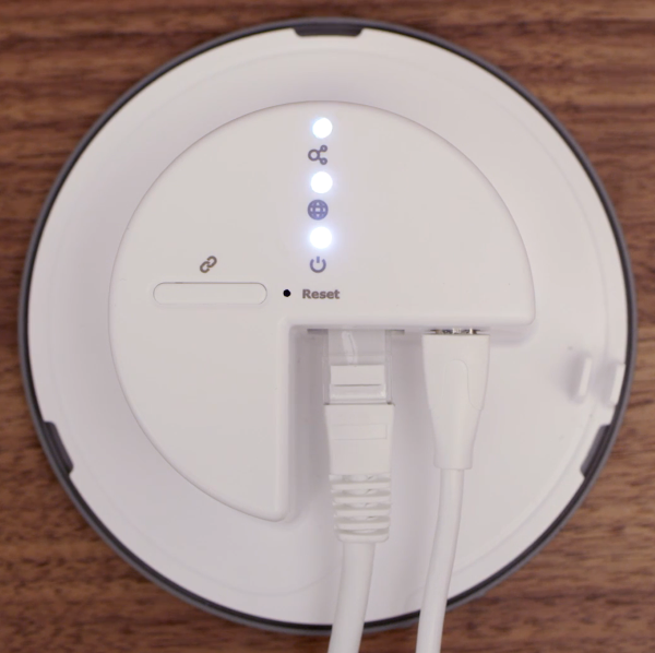 Powered up gateway with LED indicators lit.