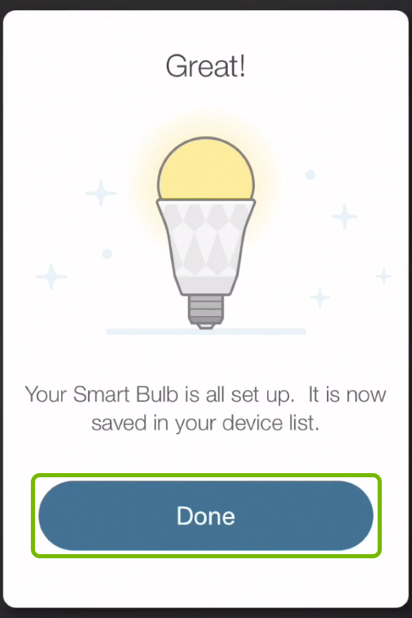 Done option highlighted on setup completion screen.