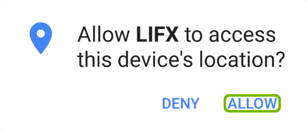 Request for permissions with Allow highlighted.