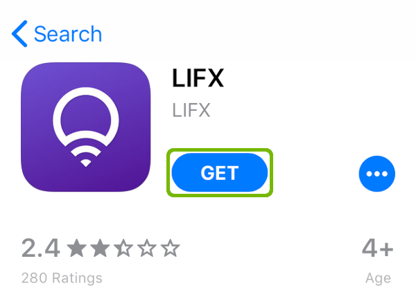 Lifx App Store page with Get highlighted.