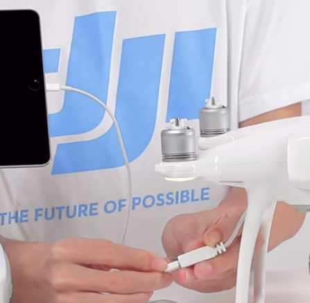 DJI Phantom being connected with the OTG adapter