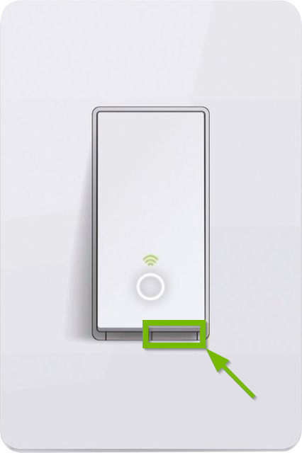 Restart button highlighted on smart switch.