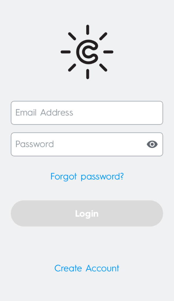 C by GE app login screen.