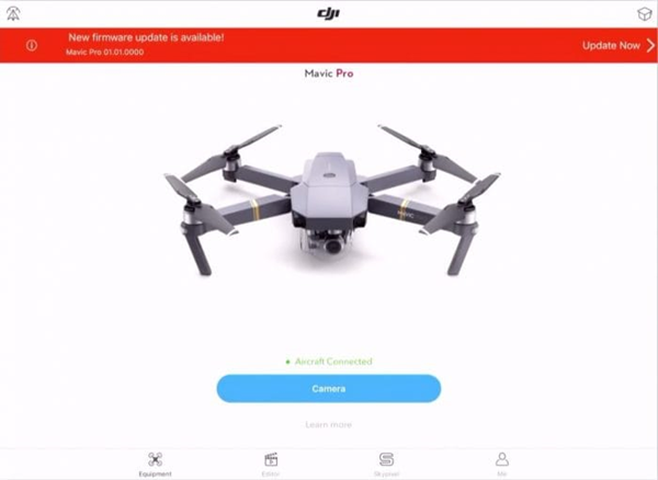 DJI Mavic Pro update page