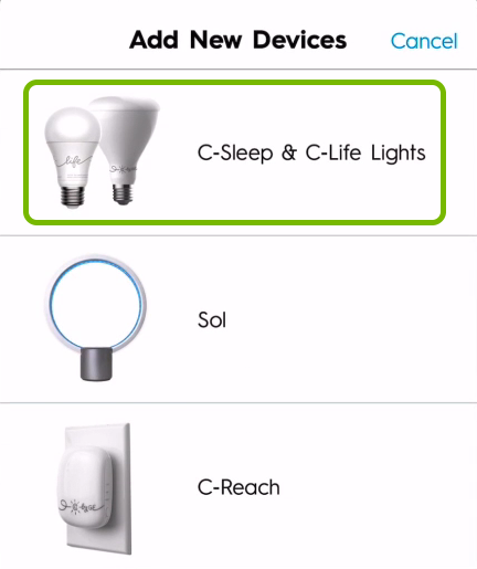 Light bulbs highlighted in C by GE app.
