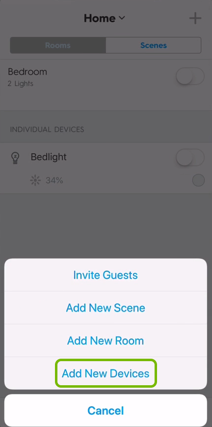 Add New Devices option highlighted in C by GE app.