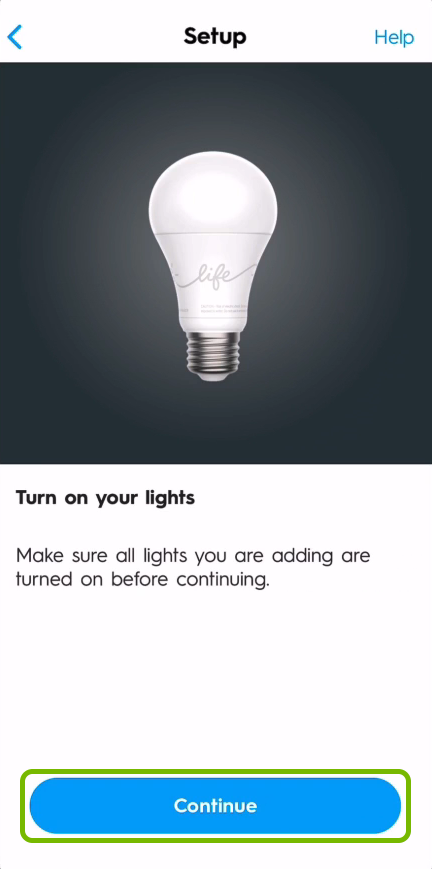 Continue button highlighted in C by GE app.