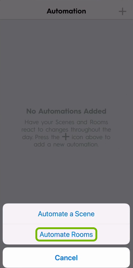 Automate Rooms option highlighted in C by GE app.