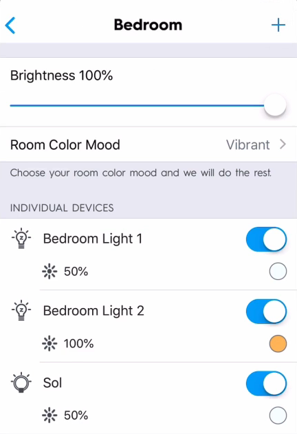 Group of light bulbs in C by GE app.